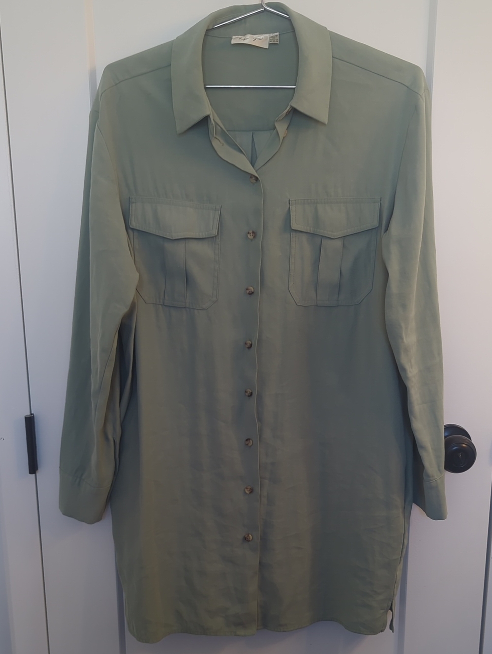 RD Style Green Longline Button-Down Shirt